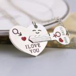 Heart Key Necklace Lettering I Love You 1